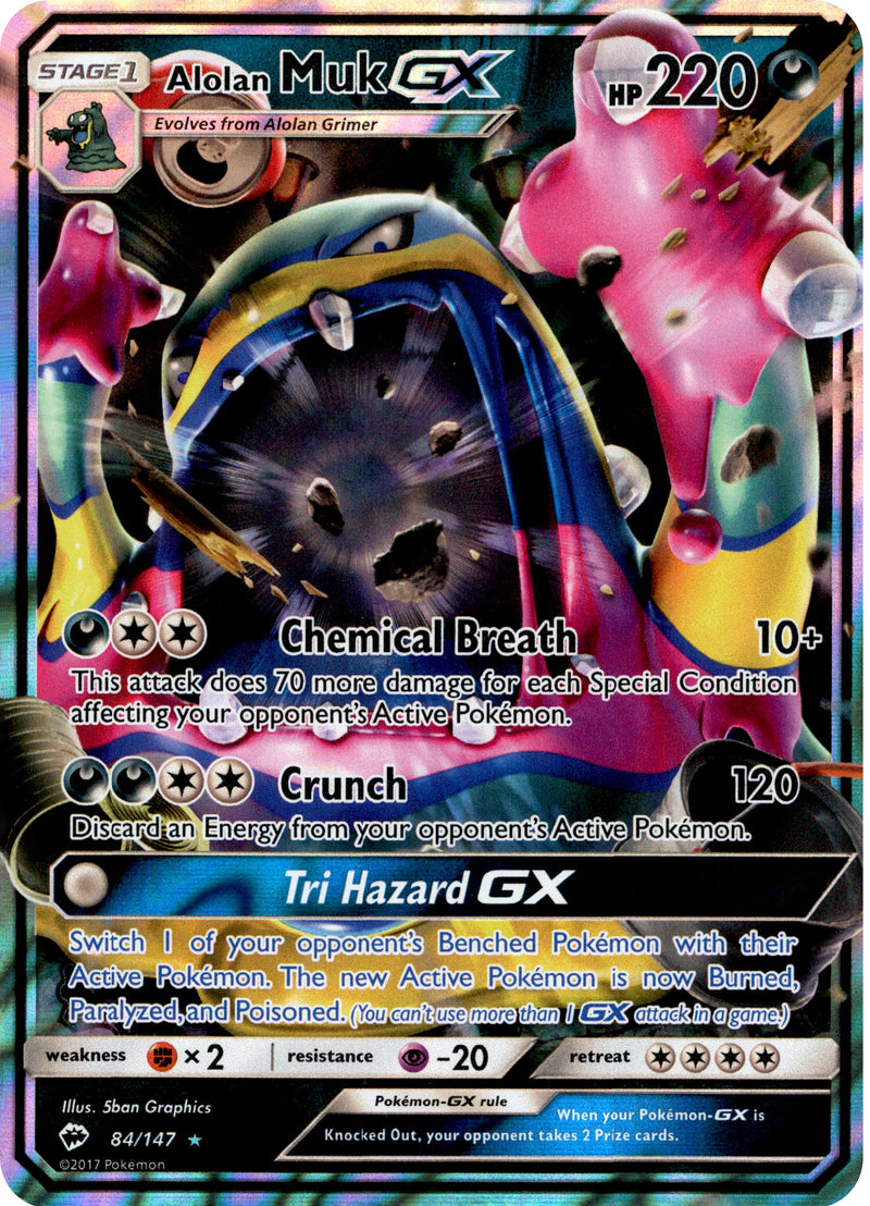 Alolan Muk GX - 84/147 - Burning Shadows - Holo Card Cavern Trading Cards, LLC Alolan Muk GX - 84/147 - Burning Shadows - Holo Card Cavern Trading Cards, LLC
