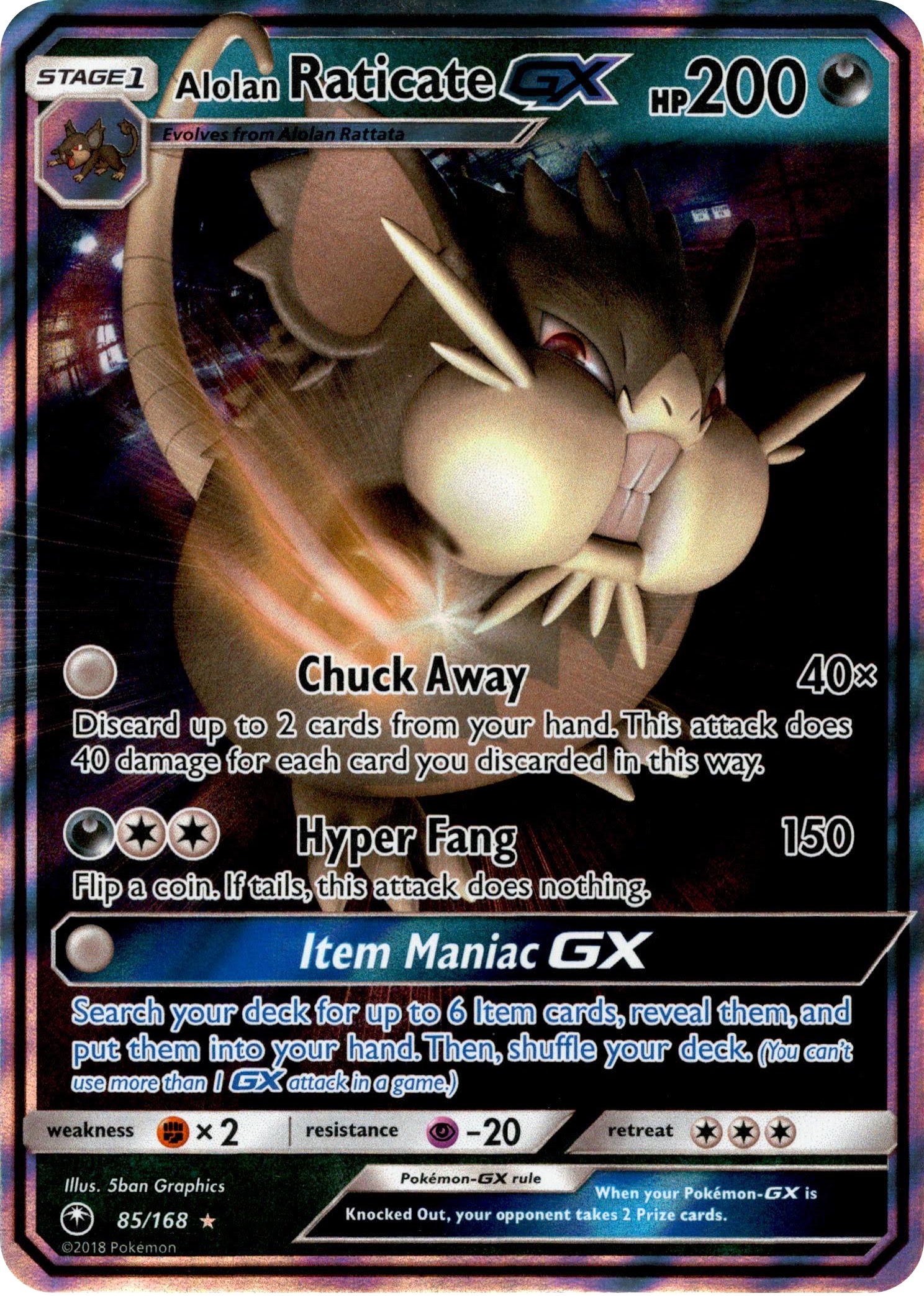 Alolan Raticate GX - 85/168 - Celestial Storm - Holo - Card Cavern