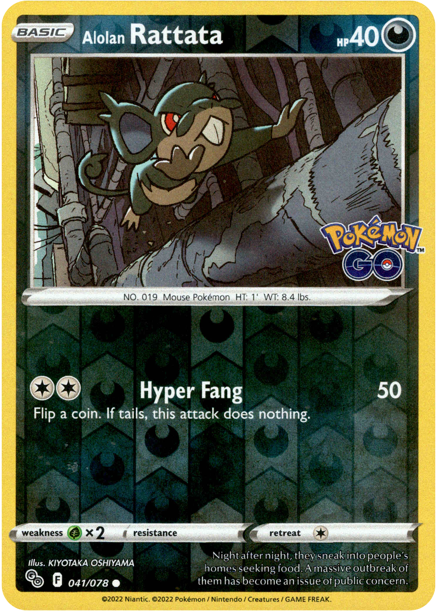 Alolan Rattata - 041/078 - Pokemon Go - Reverse Holo - Card Cavern