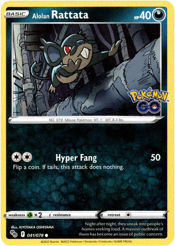 Alolan Rattata - 041/078 - Pokemon Go Card Cavern Trading Cards, LLC Alolan Rattata - 041/078 - Pokemon Go Card Cavern Trading Cards, LLC