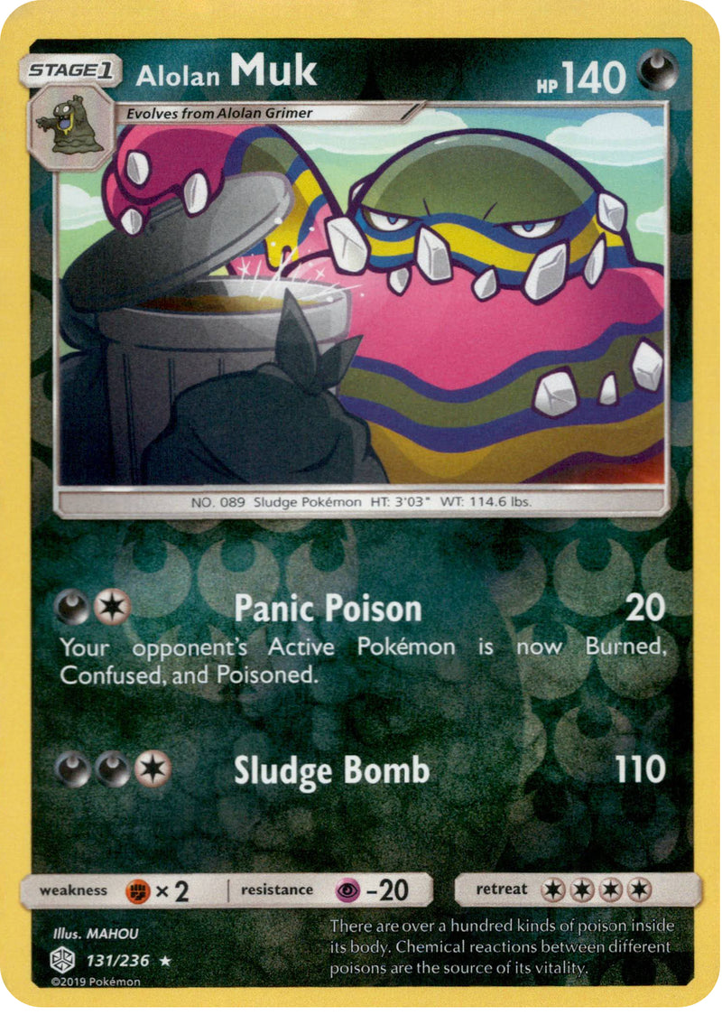 Alolan Muk - 131/236 - Cosmic Eclipse - Reverse Holo Card Cavern Trading Cards, LLC Alolan Muk - 131/236 - Cosmic Eclipse - Reverse Holo Card Cavern Trading Cards, LLC