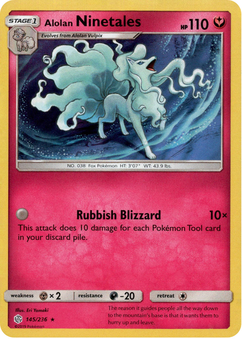Alolan Ninetales - 145/236 - Cosmic Eclipse - Holo Card Cavern Trading Cards, LLC Alolan Ninetales - 145/236 - Cosmic Eclipse - Holo Card Cavern Trading Cards, LLC