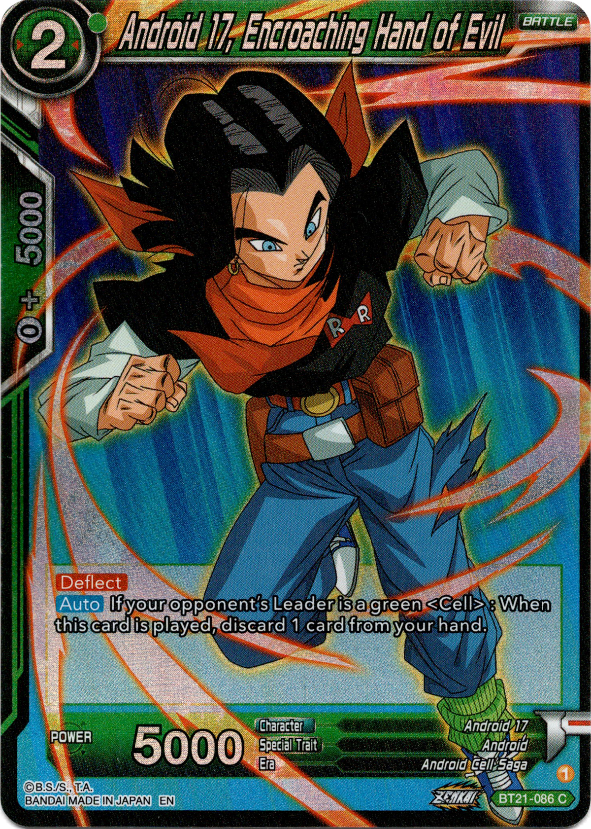 Android 17, Encroaching Hand of Evil - BT21-086 - Wild Resurgence - Foil - Card Cavern