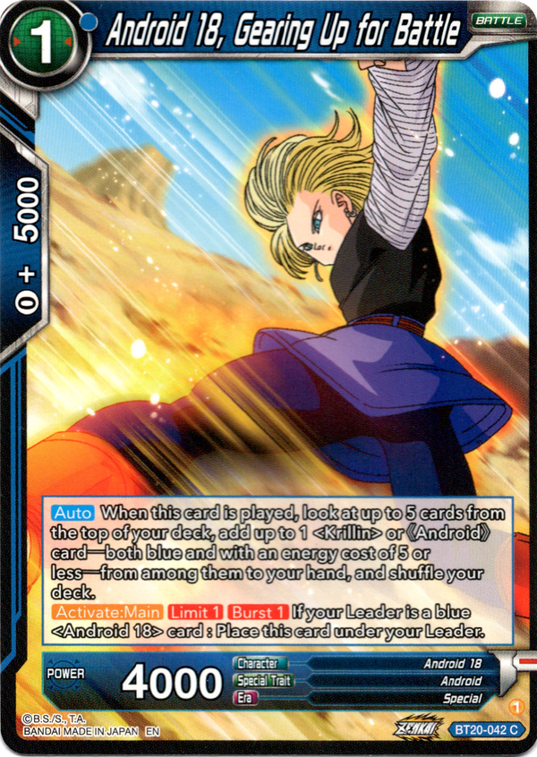 Android 18, Gearing Up for Battle - BT20-042 C - Power Absorbed - Card Cavern