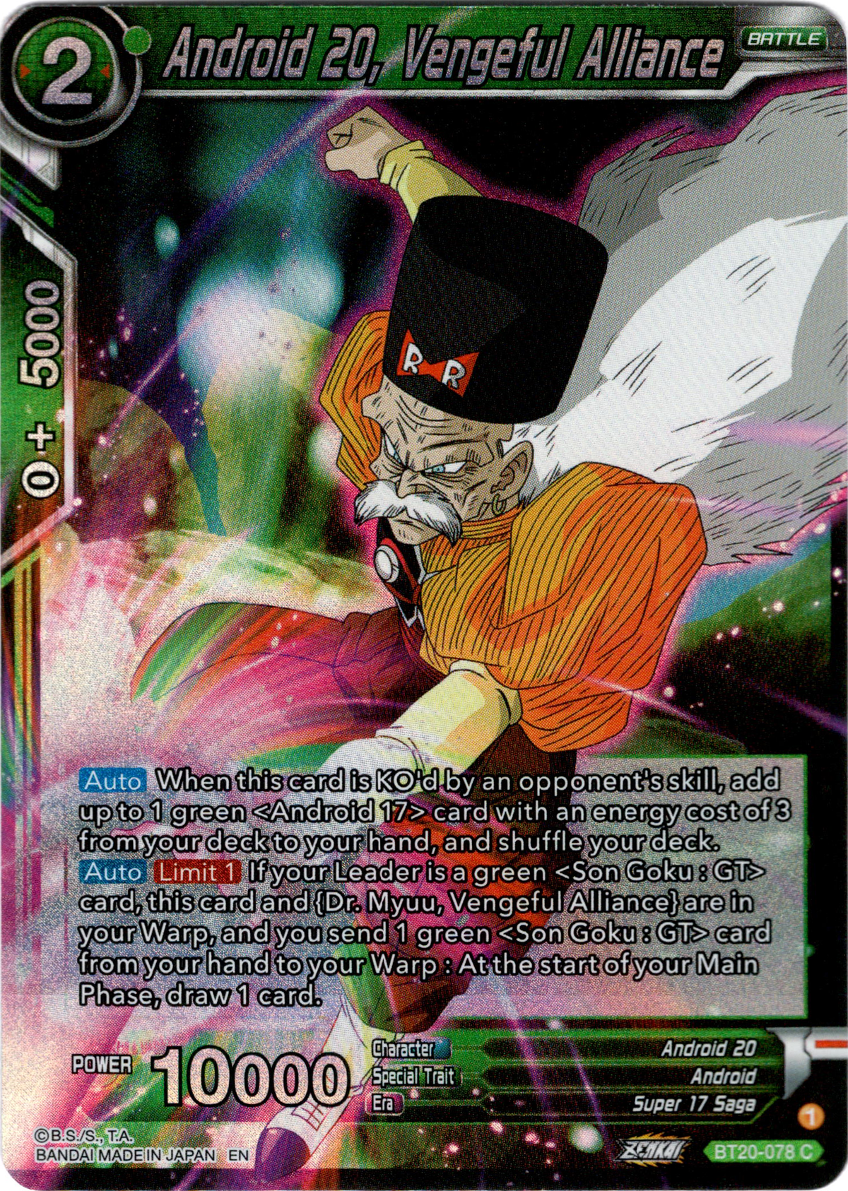 Android 20, Vengeful Alliance - BT20-078 C - Power Absorbed - Foil - Card Cavern