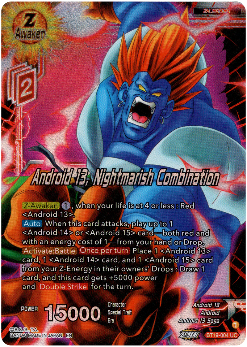 Android 13, Nightmarish Combination - BT19-004 - Fighter's Ambition - Foil - Card Cavern