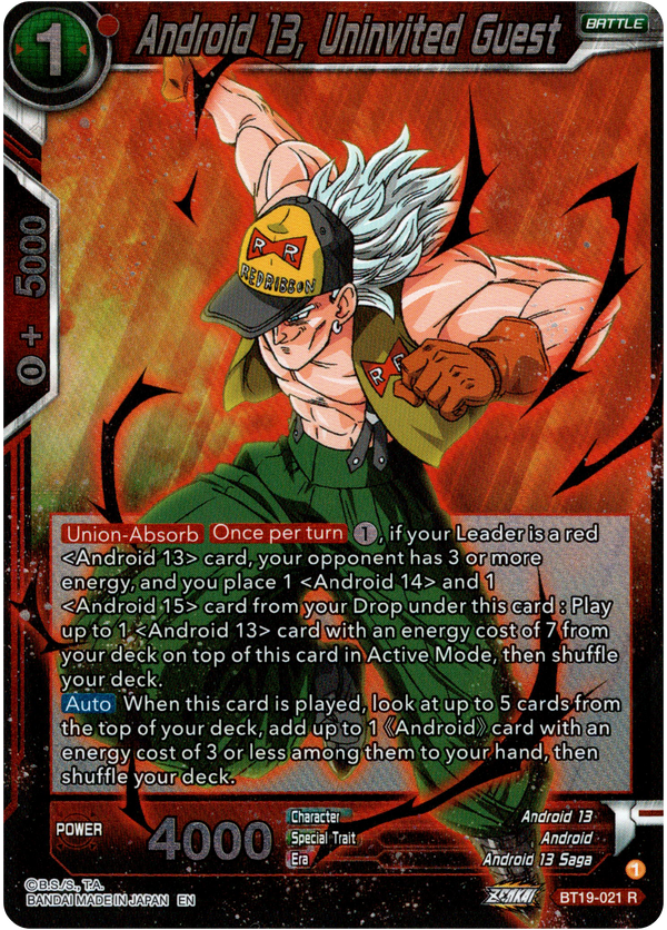 Android 13, Uninvited Guest - BT19-021 - Fighter's Ambition - Foil - Card Cavern