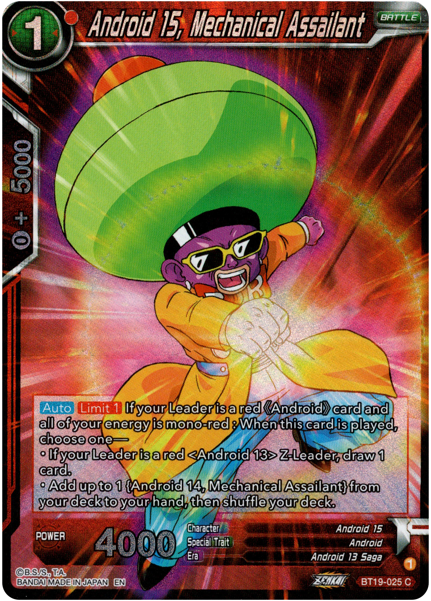 Android 15, Mechanical Assailant - BT19-025 - Fighter's Ambition - Foil - Card Cavern
