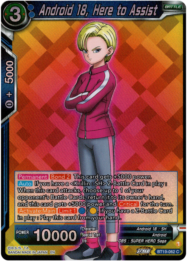 Android 18, Here to Assist - BT19-062 - Fighter's Ambition - Foil - Card Cavern