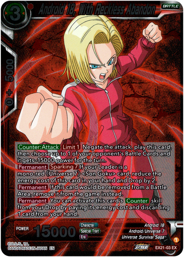 Android 18, With Reckless Abandon - EX21-03 - 5th Anniversary Set - Foil - Card Cavern