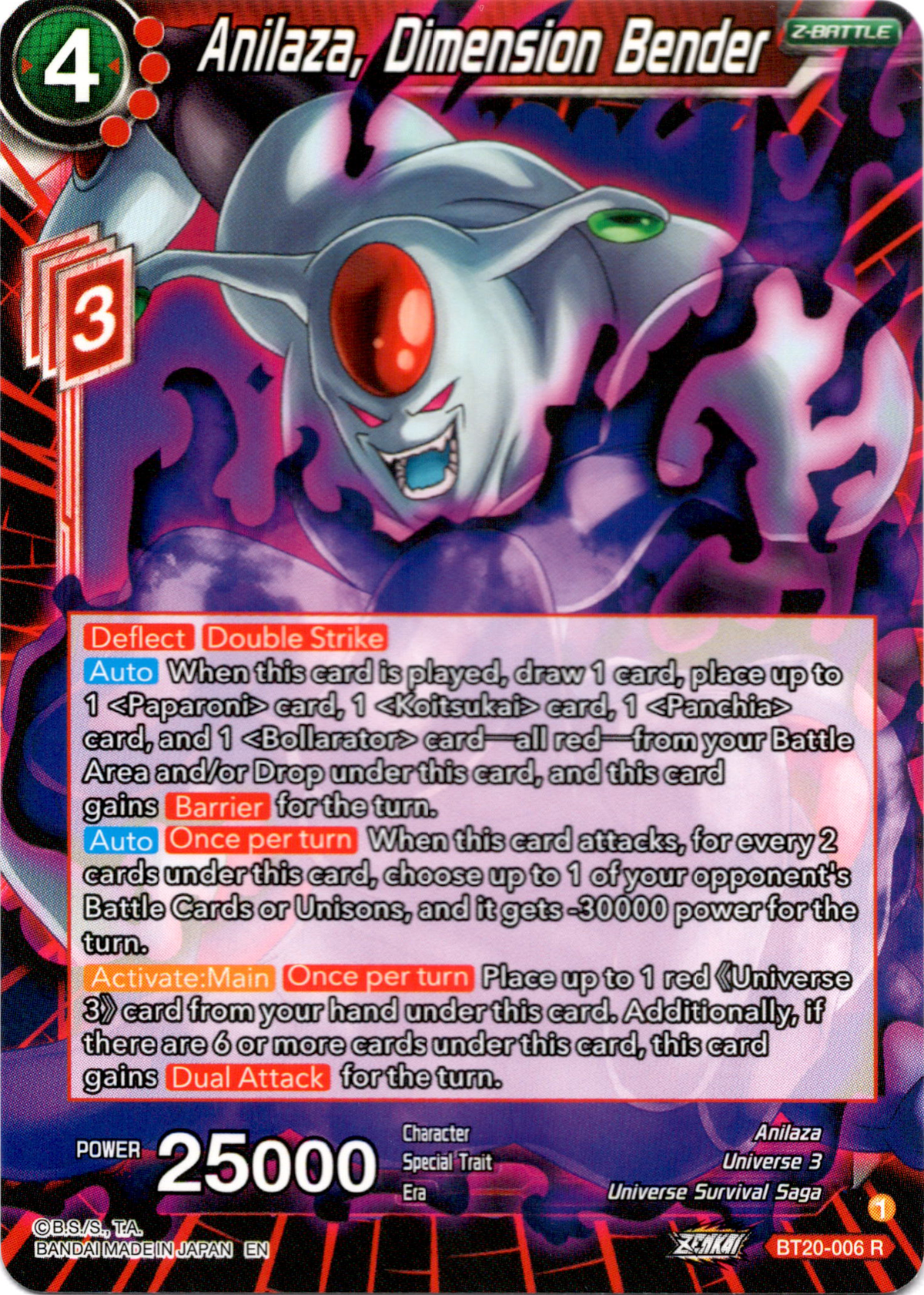 Anilaza, Dimension Bender - BT20-006 R - Power Absorbed - Card Cavern