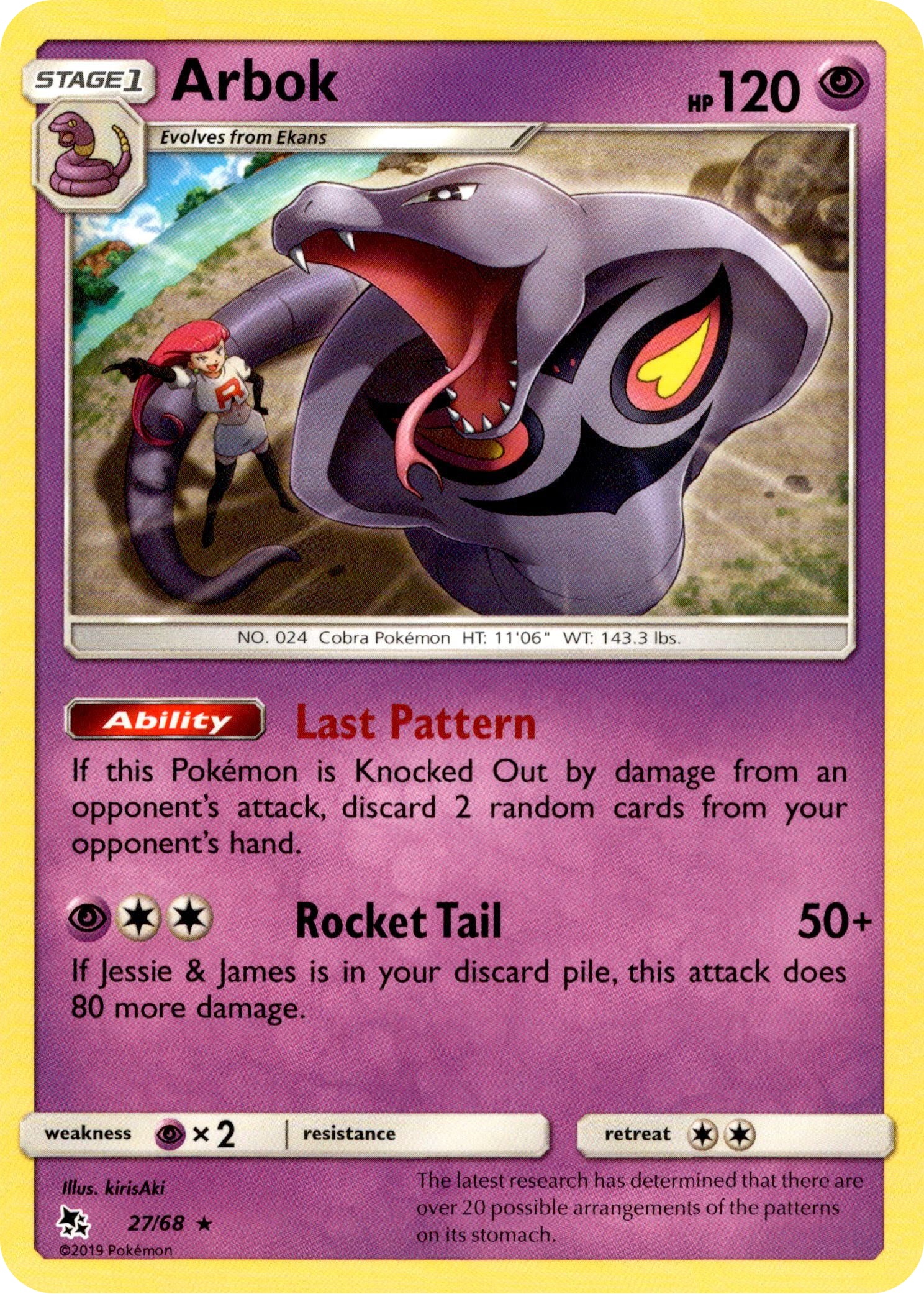 Arbok - 27/68 - Hidden Fates - Card Cavern