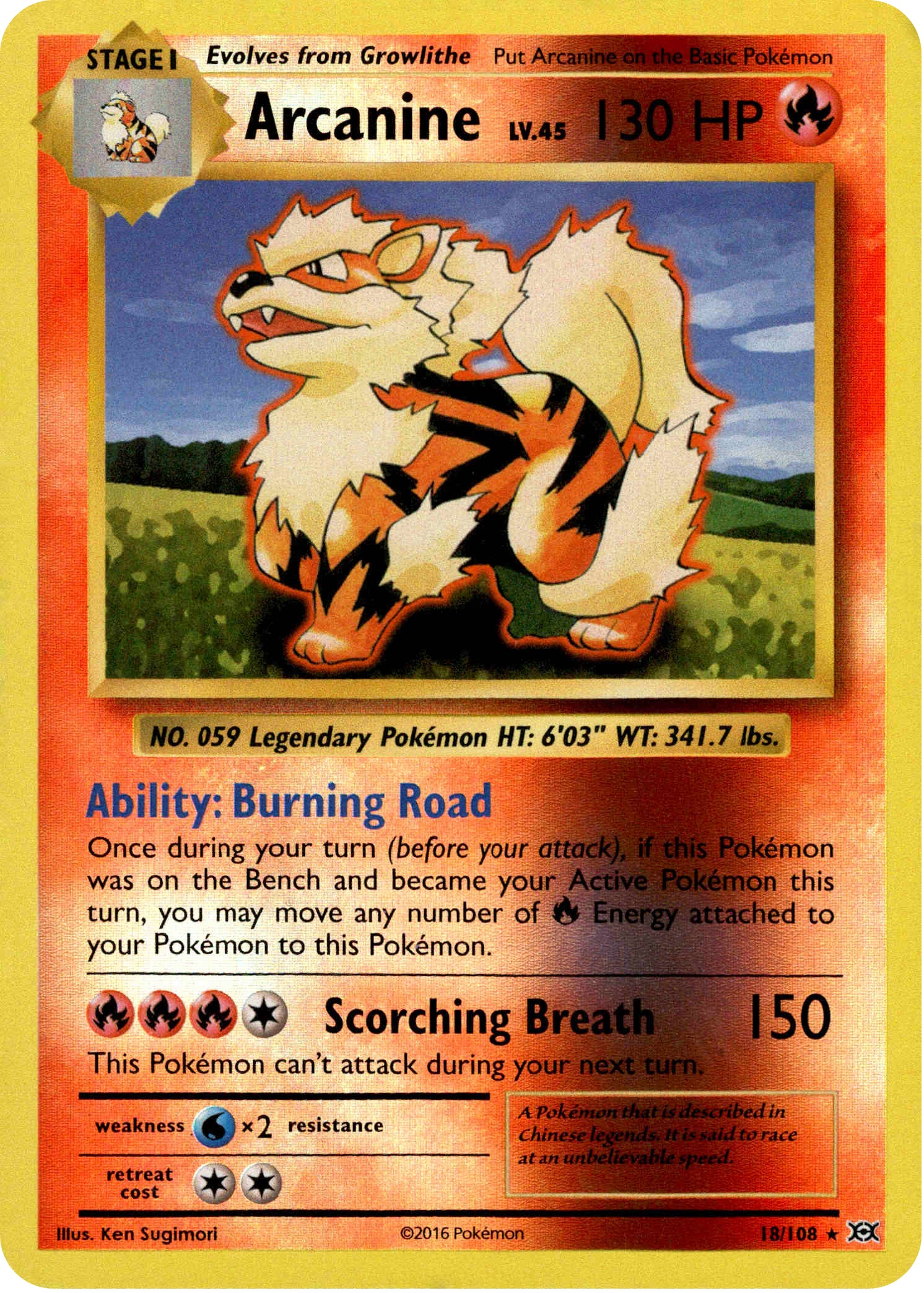 Arcanine - 18/108 - Evolutions - Reverse Holo - Card Cavern