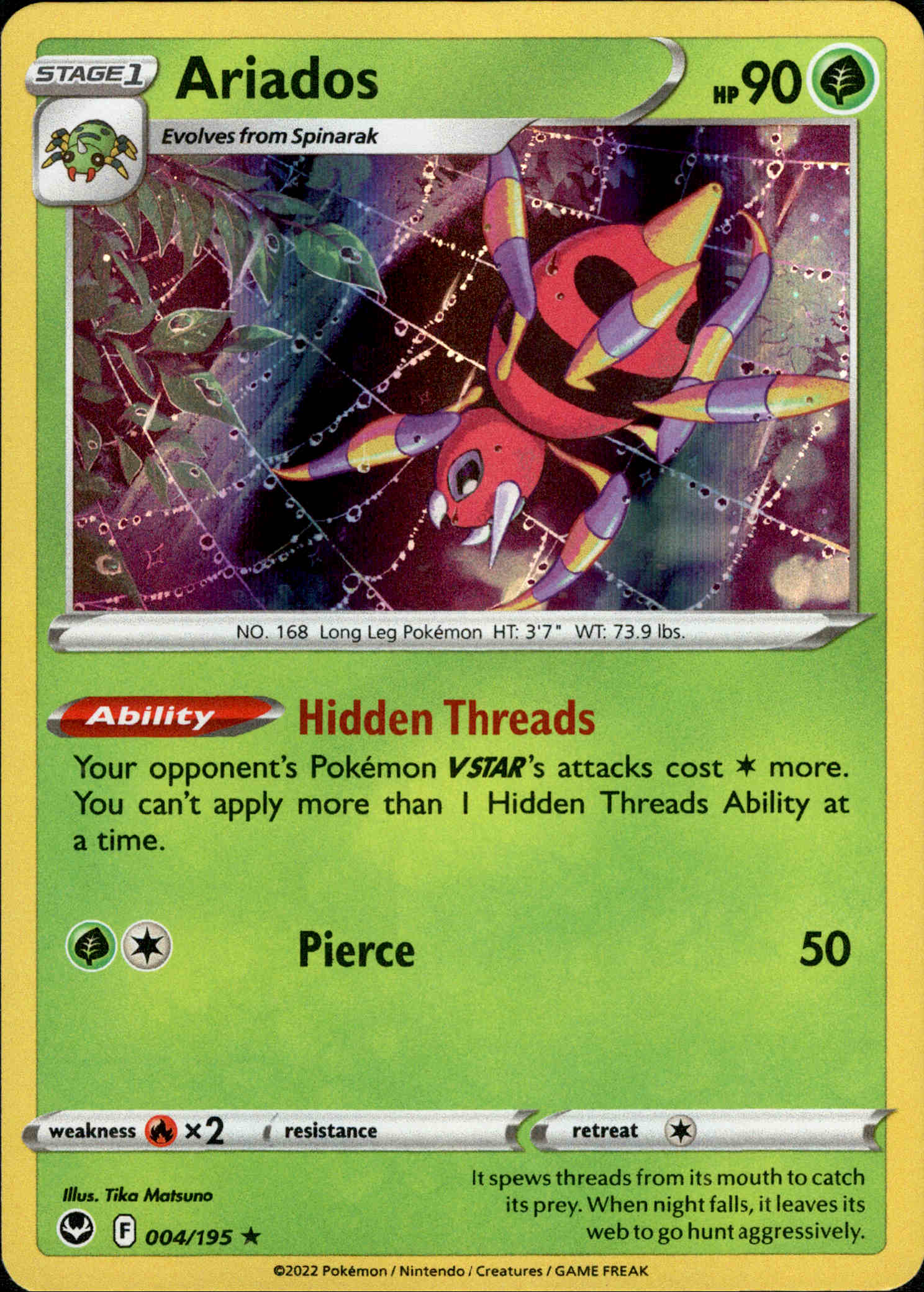 Ariados - 004/195 - Silver Tempest - Holo - Card Cavern