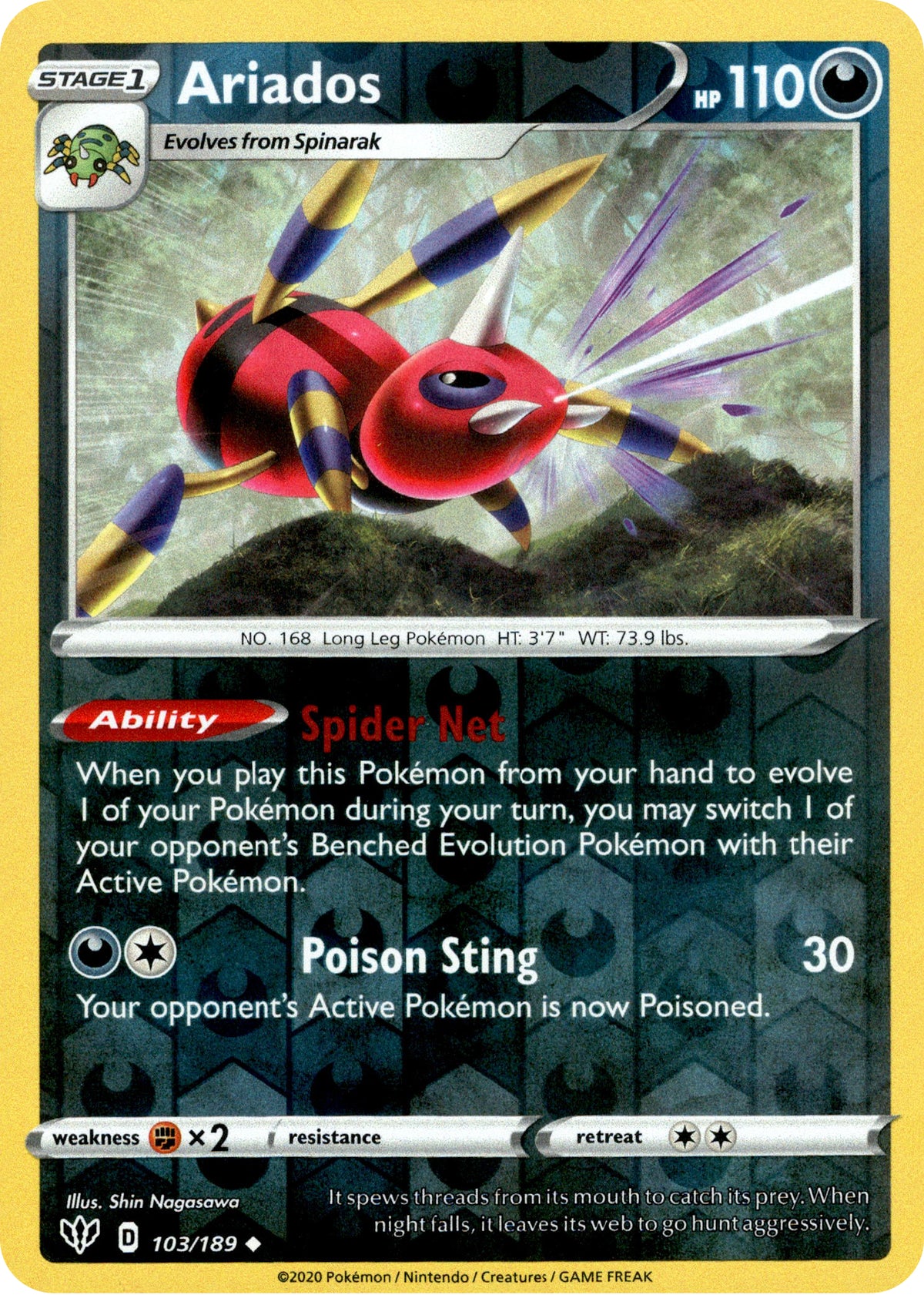 Ariados - 103/189 - Darkness Ablaze - Reverse Holo - Card Cavern