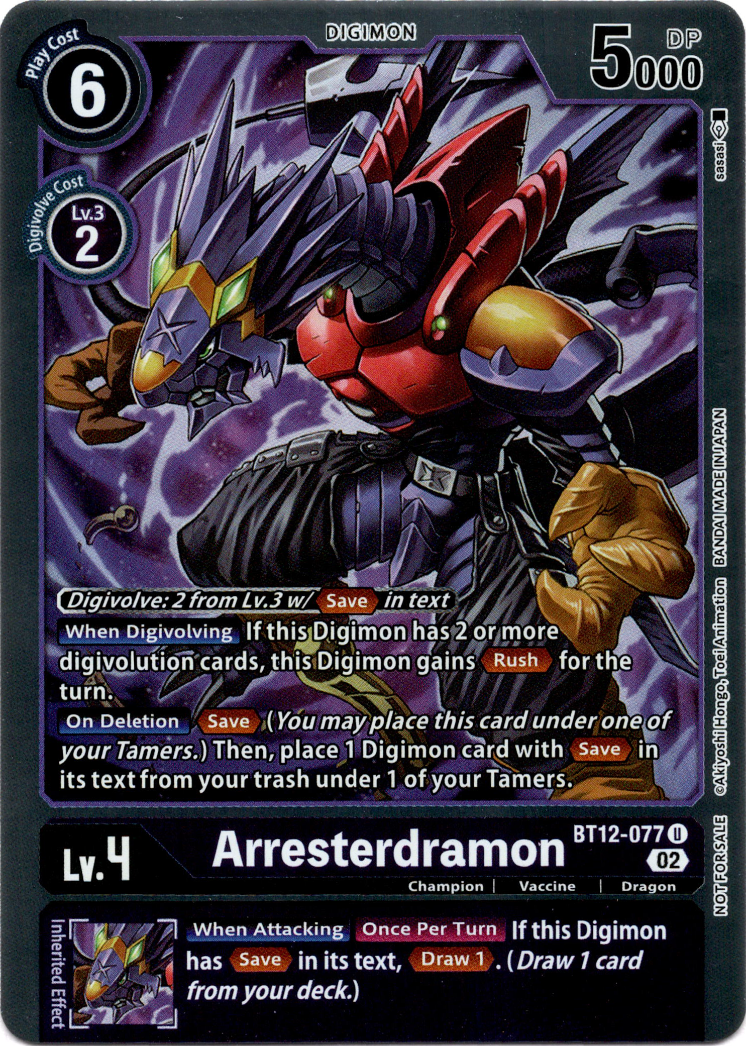 Arresterdramon (Box Topper) - BT12-077 U - Across Time - Foil - Card Cavern