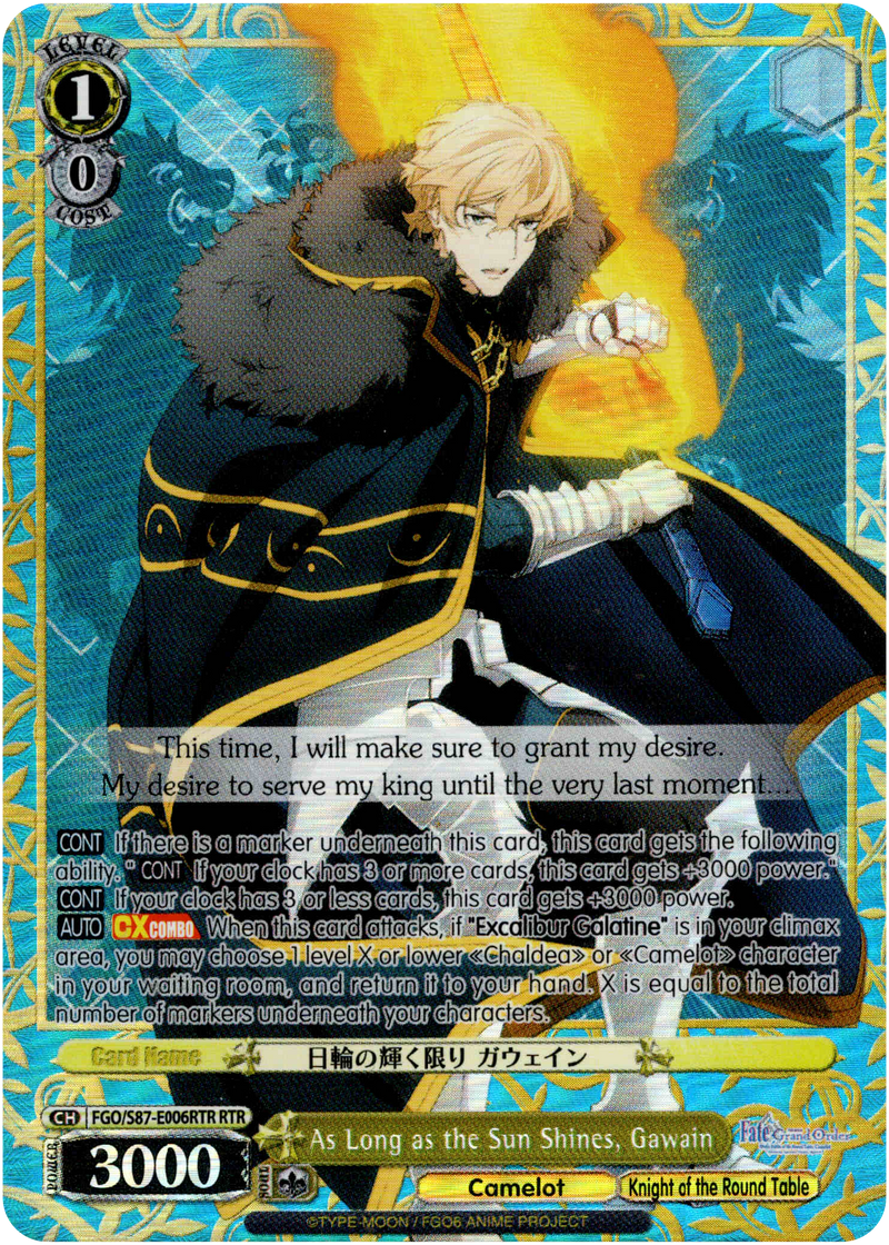 As Long as the Sun Shines, Gawain - FGO/S87-E006RTR RTR - Fate/Grand Order THE MOVIE Divine Realm of the Round Table: Camelot - Card Cavern