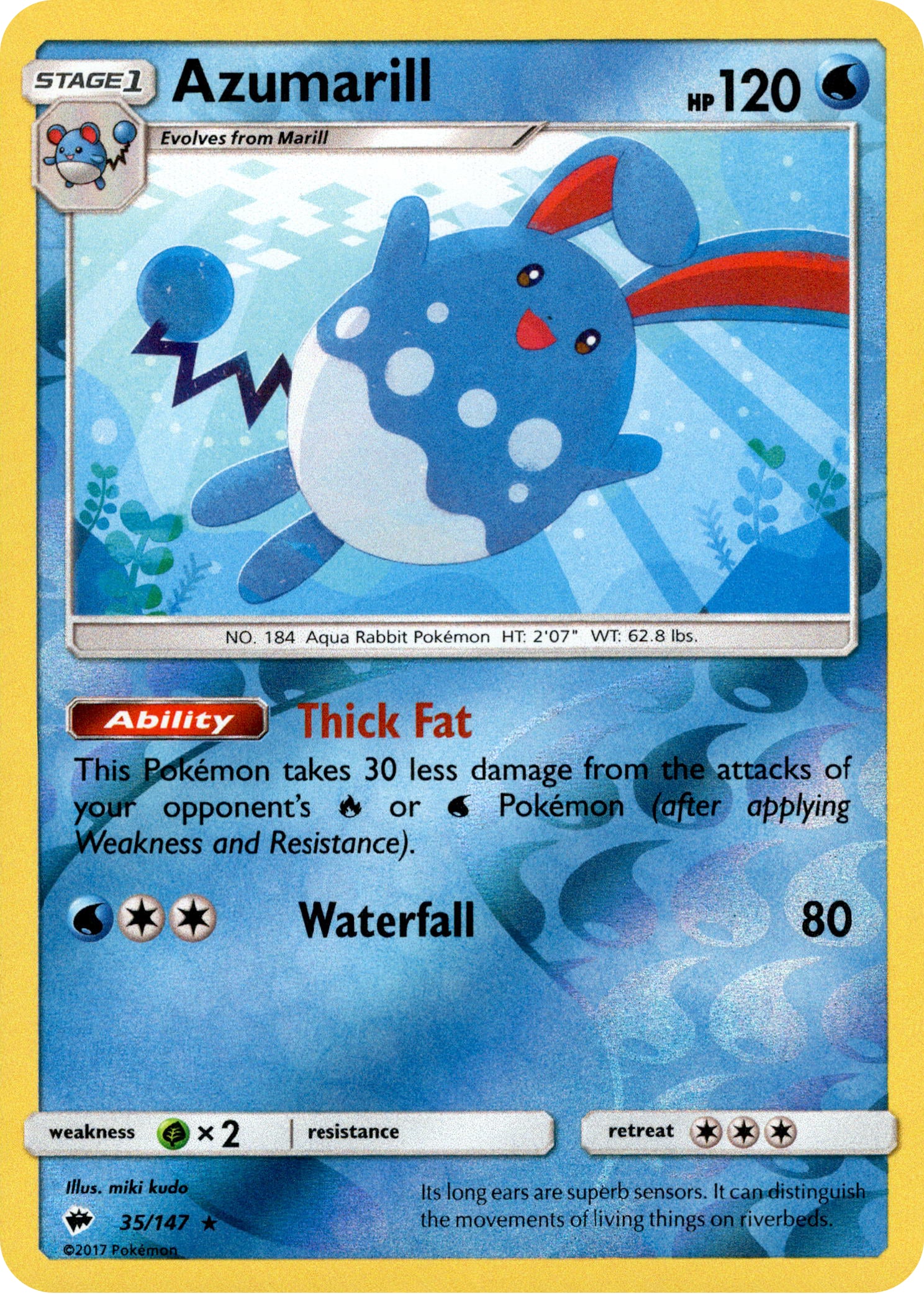 Azumarill - 35/147 - Burning Shadows - Reverse Holo - Card Cavern