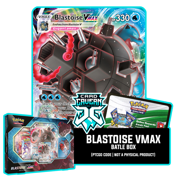 Blastoise VMAX Battle Box - Promo and Sleeves - PTCGO Code - Card Cavern