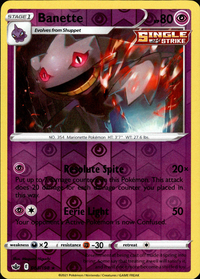 Banette - 063/198 - Chilling Reign - Reverse Holo - Card Cavern
