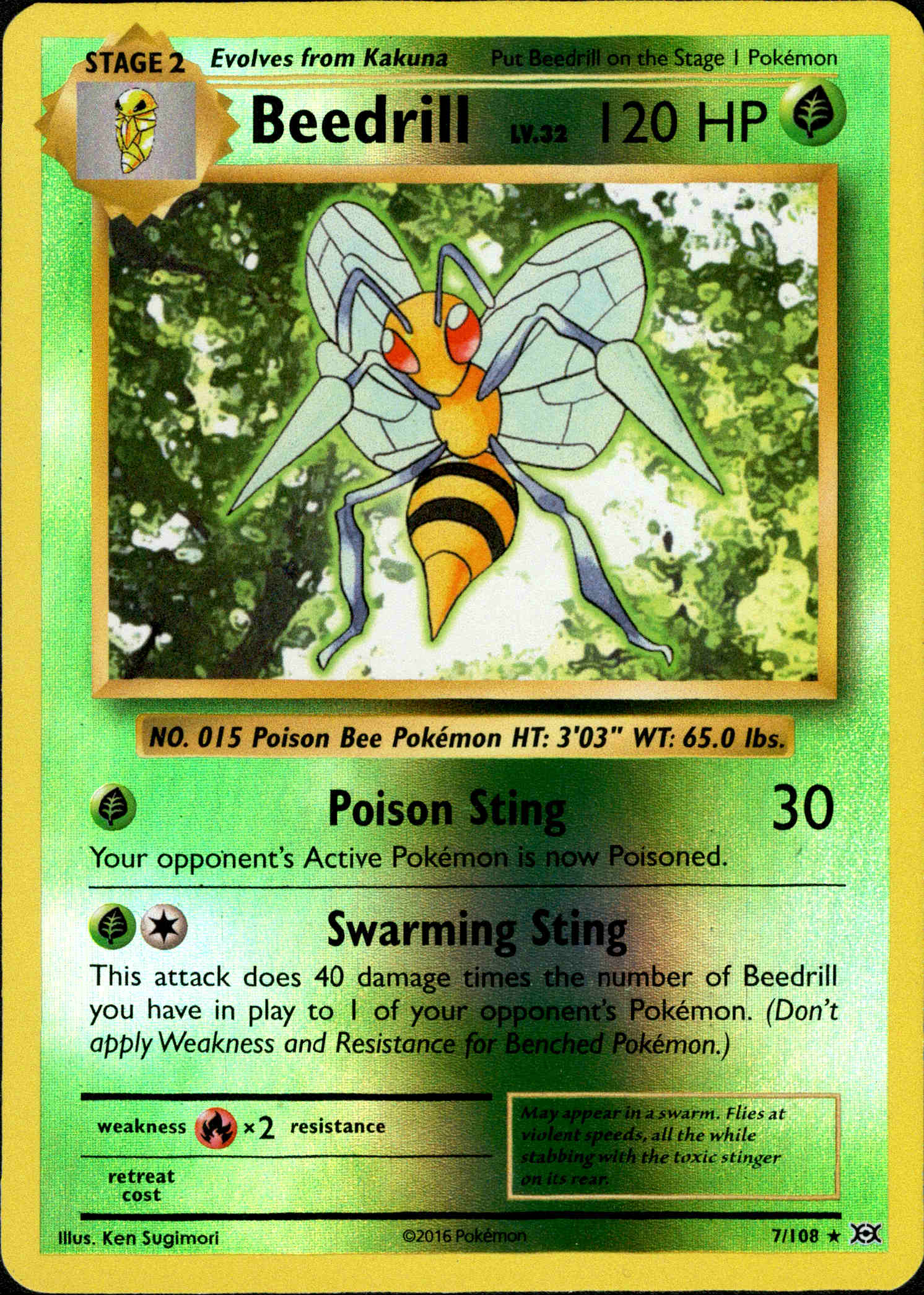 Beedrill - 7/108 - Evolutions - Reverse Holo - Card Cavern