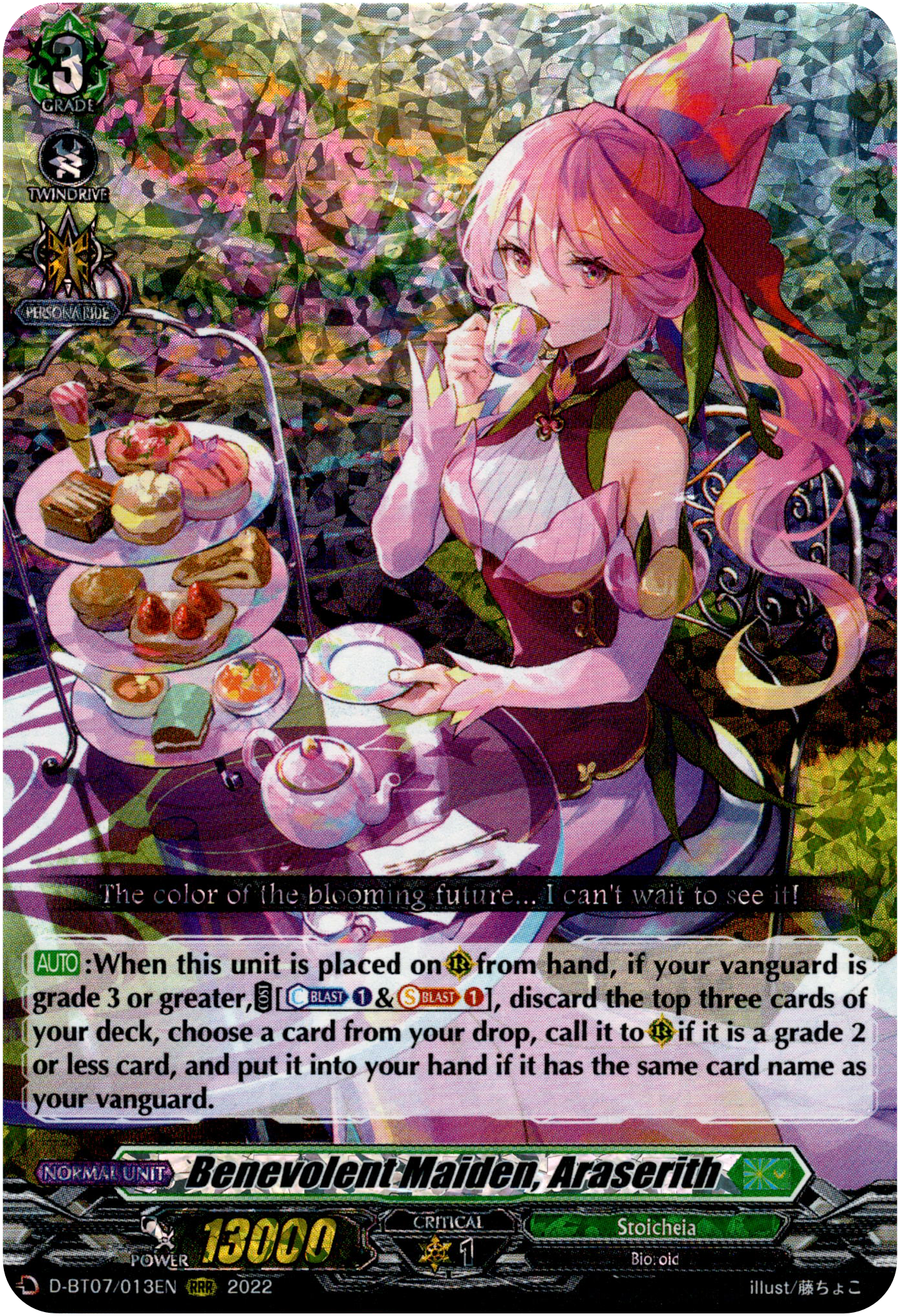 Benevolent Maiden, Araserith - D-BT07/013EN - Raging Flames Against Emerald Storm - Card Cavern