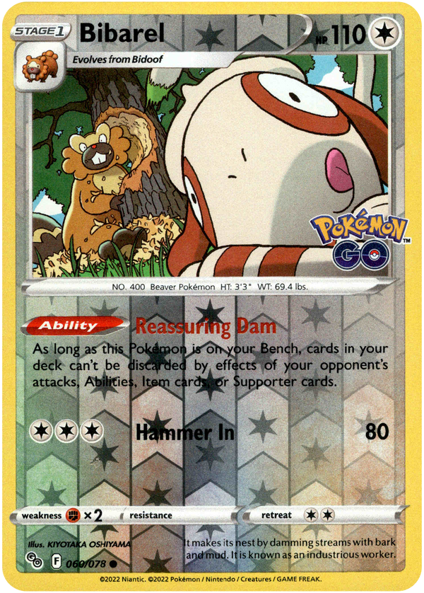 Bibarel - 060/078 - Pokemon Go - Reverse Holo - Card Cavern