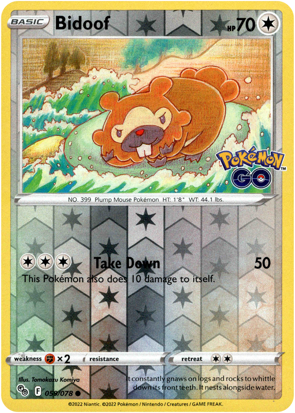 Bidoof - 059/078 - Pokemon Go - Reverse Holo - Card Cavern