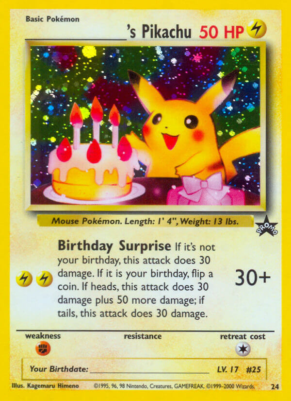 Birthday Pikachu - 24 - WoTC Promo - Card Cavern