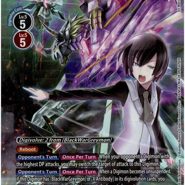 digimon blackwargreymon card (X Antibody) Alternate Art - BT11-074 SR 5 [Security Attack +1] Subtype: cat, Colors: Black, Color:Selesnya ANIMALS