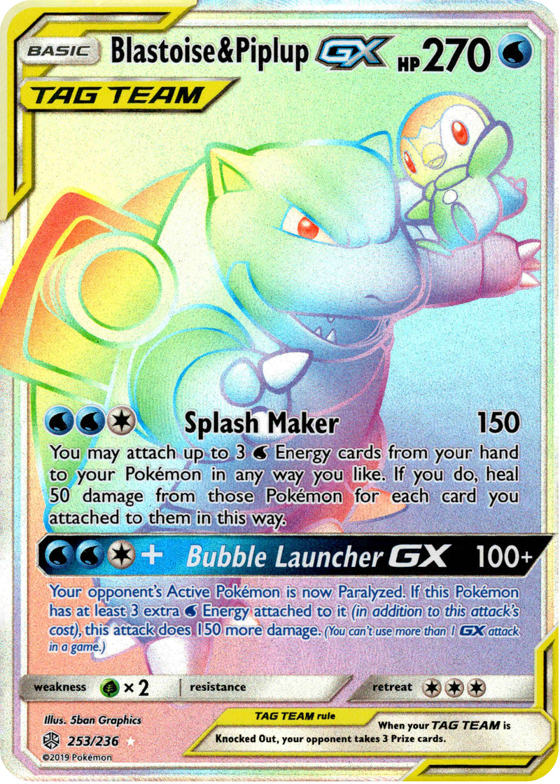 Blastoise & Piplup GX Hyper Rare - 253/236 - Cosmic Eclipse - Holo Blastoise & Piplup GX Hyper Rare - 253/236 - Cosmic Eclipse - Holo