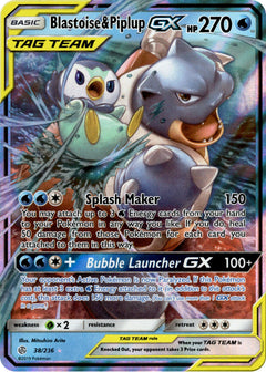 Blastoise & Piplup GX - 38/236 - Cosmic Eclipse - Holo - Card Cavern