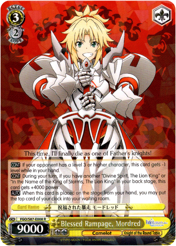Blessed Rampage, Mordred - FGO/S87-E008 R - Fate/Grand Order THE MOVIE Divine Realm of the Round Table: Camelot - Card Cavern