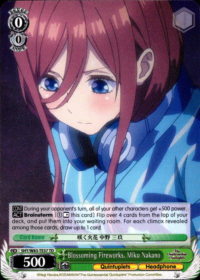 Blossoming Fireworks, Miku Nakano - 5HY/W83-TE37 - The Quintessential Quintuplets - Card Cavern