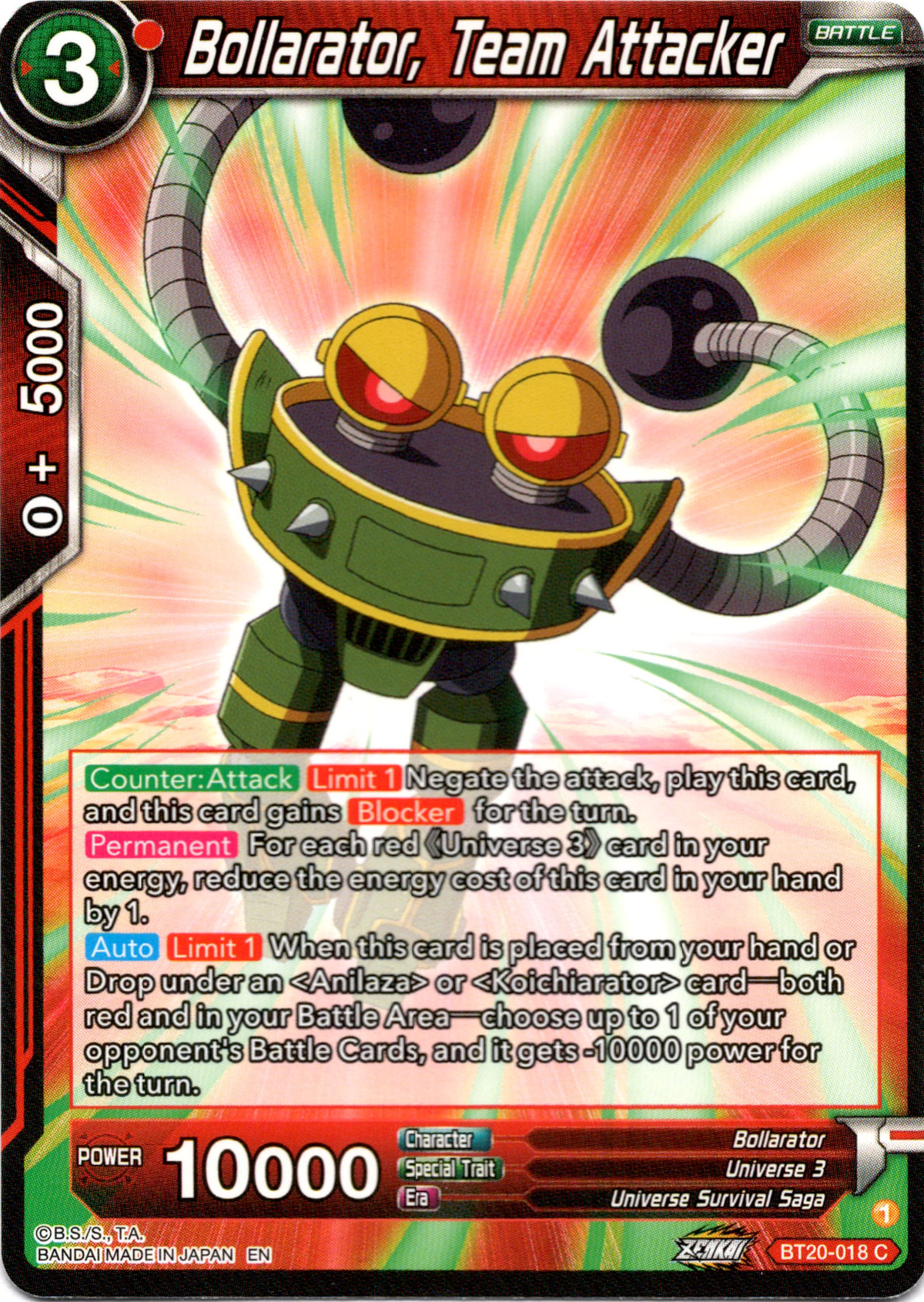 Bollarator, Team Attacker - BT20-018 C - Power Absorbed - Card Cavern