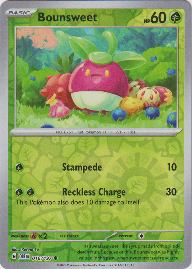 Bounsweet - 016/197 - Obsidian Flames - Reverse Holo - Card Cavern