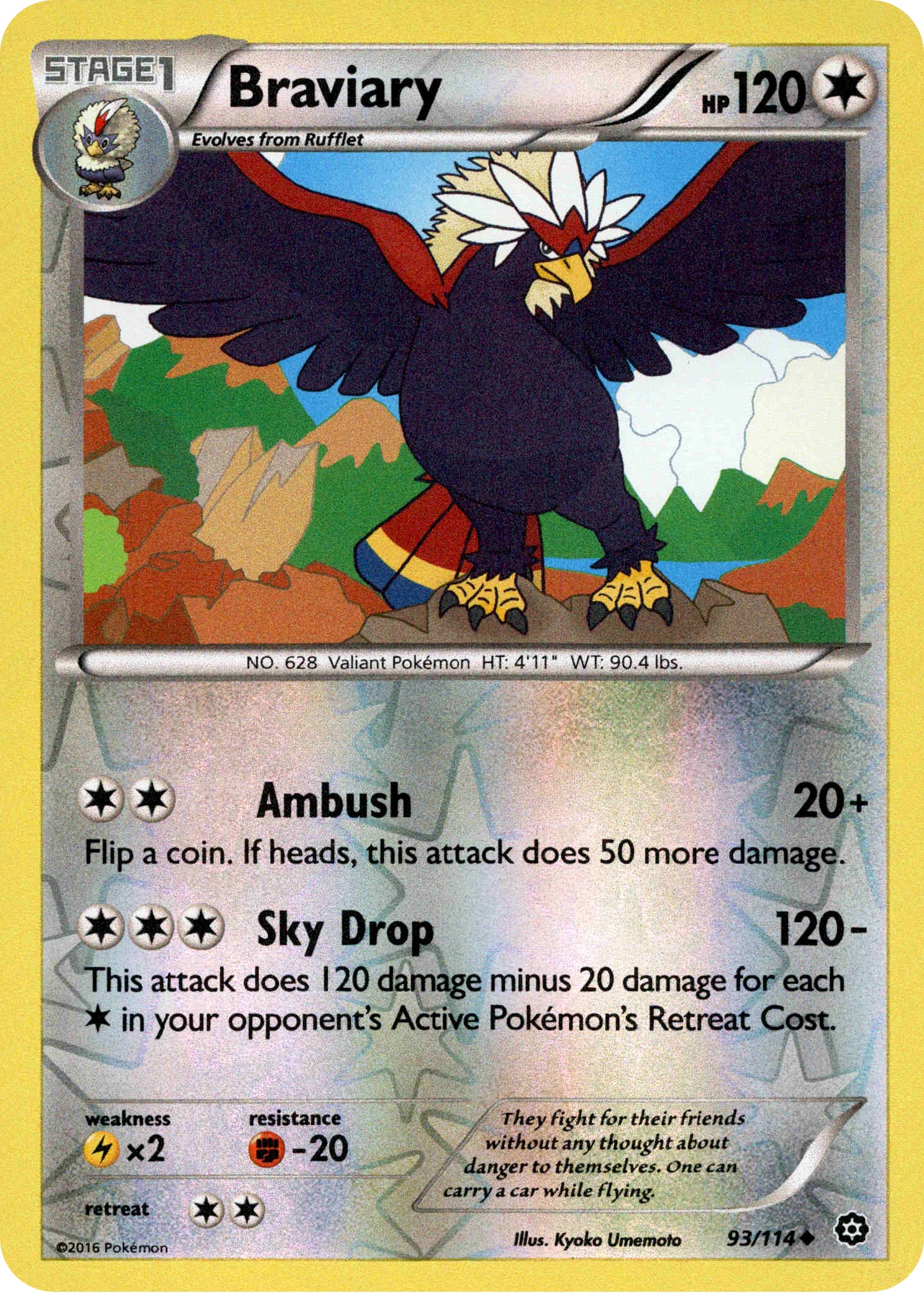 Braviary - 93/114 - Steam Siege - Reverse Holo - Card Cavern