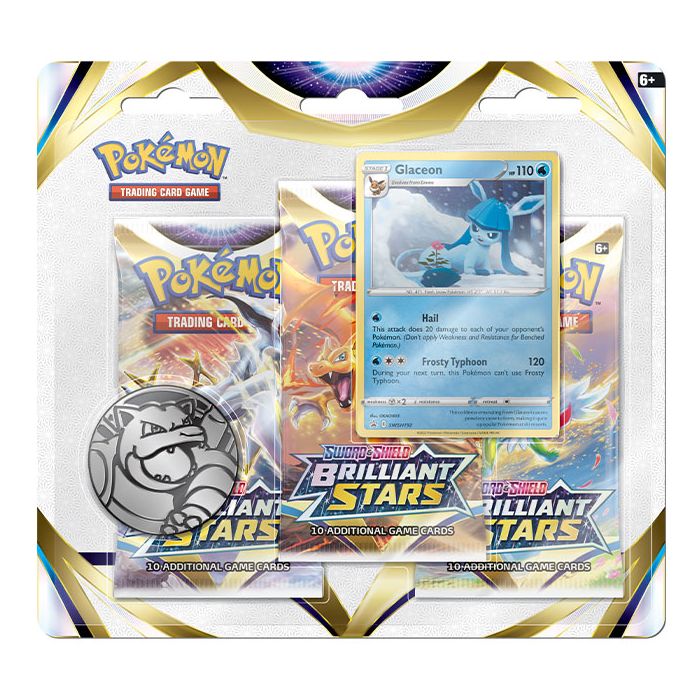 Brilliant Stars 3 Pack Blister with Glaceon SWSH192 - Card Cavern