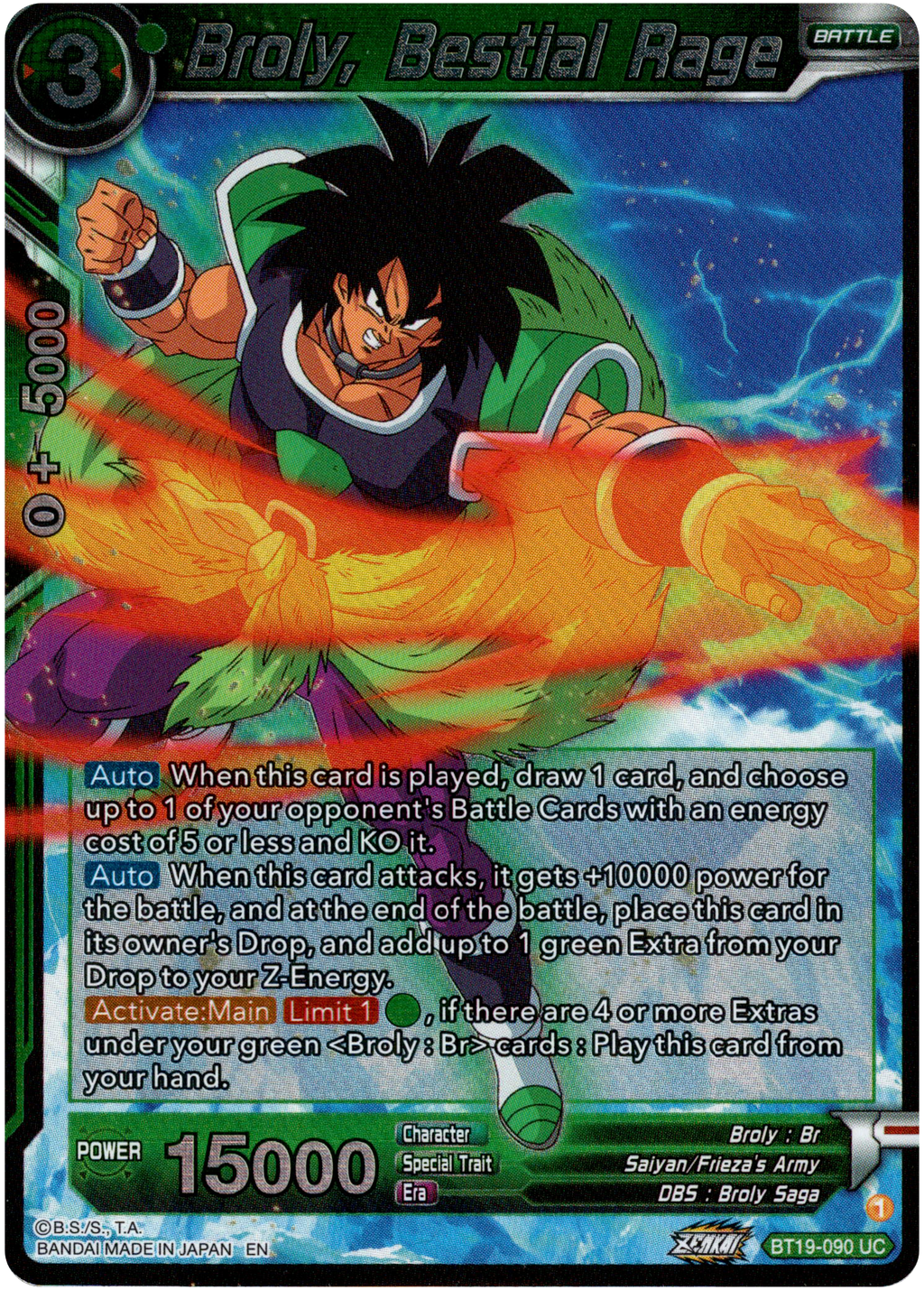 Broly Raged Broly, Bestial Rage - BT19-090 - Fighter's Ambition - Foil – Card ...
