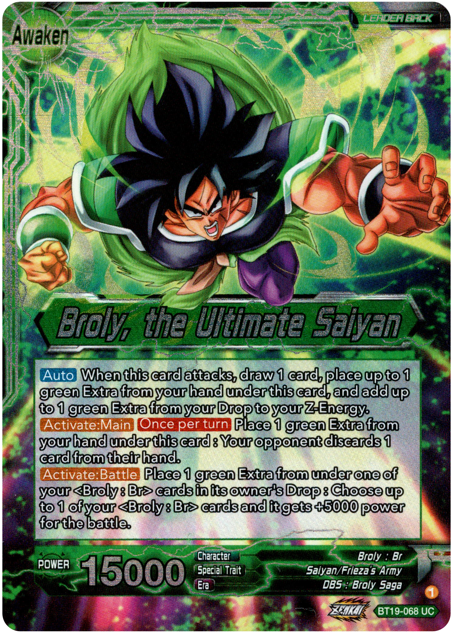 Broly // Broly, the Ultimate Saiyan - BT19-068 - Fighter's Ambition - Foil - Card Cavern
