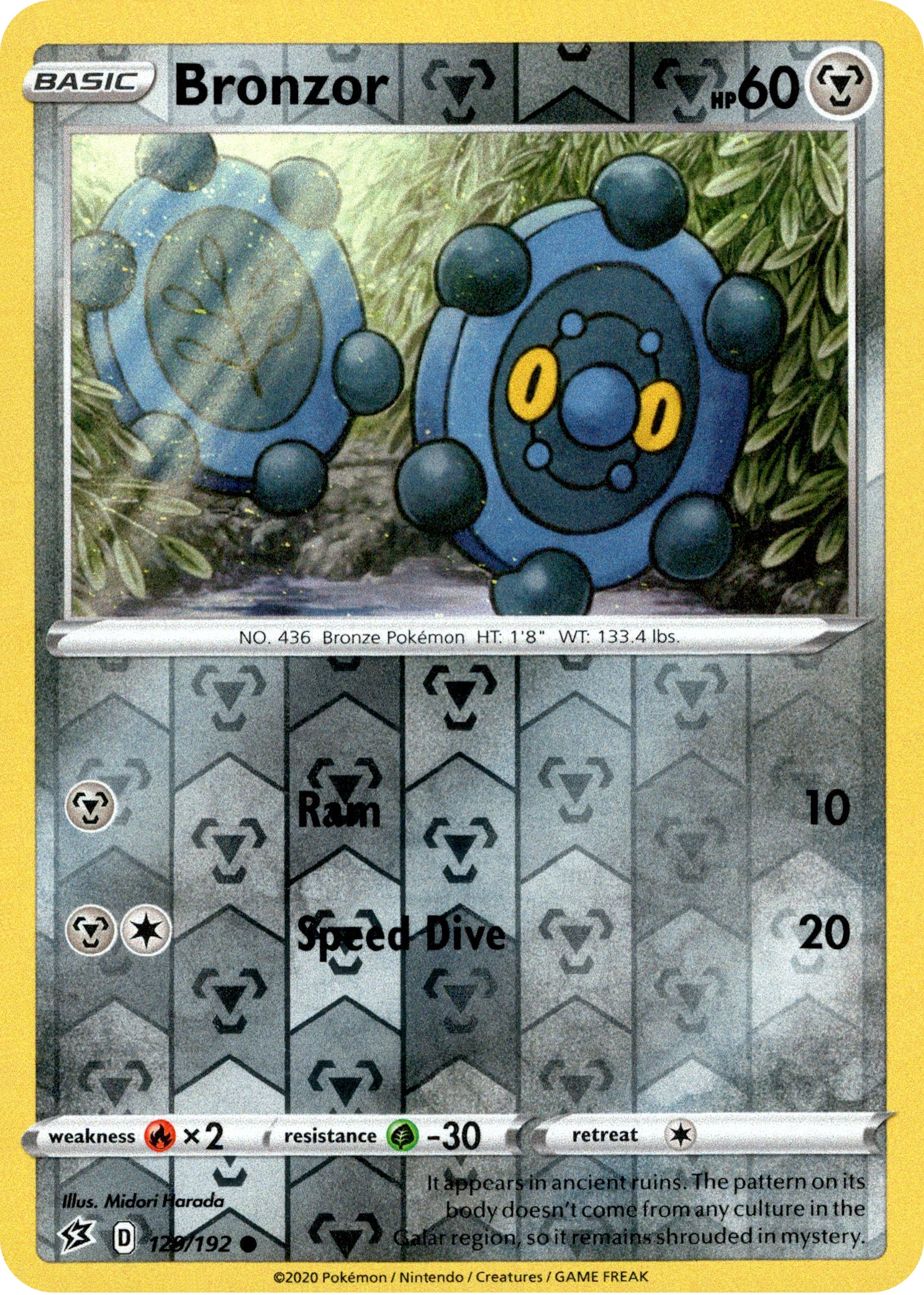 Bronzor - 129/192 - Rebel Clash - Reverse Holo - Card Cavern