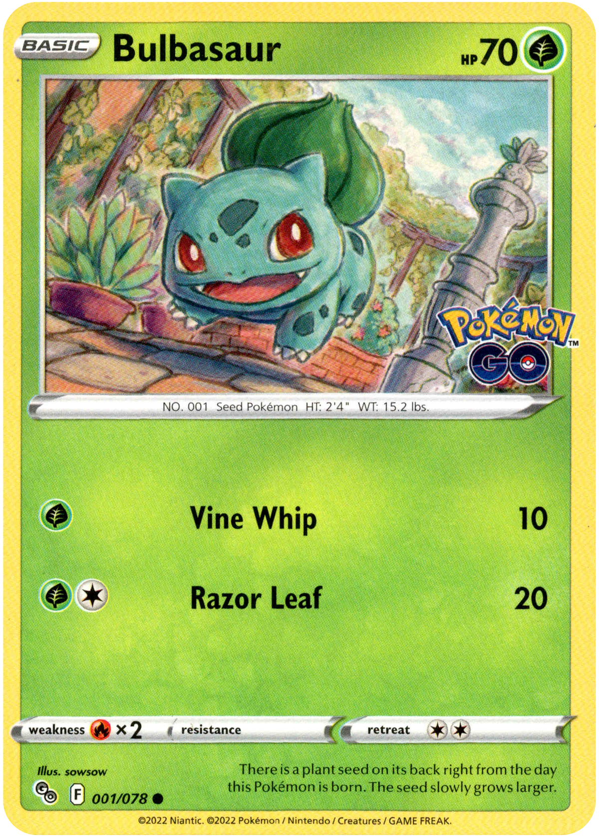 Bulbasaur - 001/078 - Pokemon Go - Card Cavern
