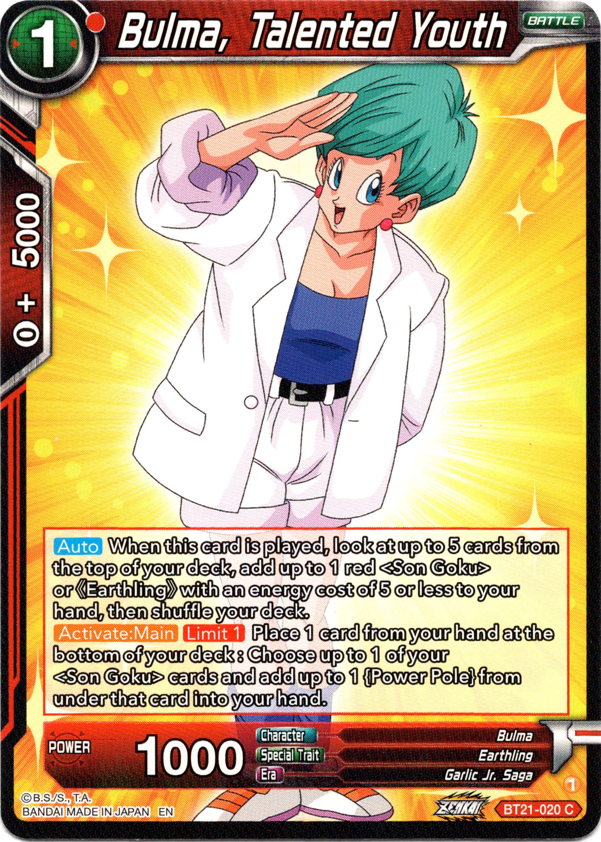 Bulma, Talented Youth - BT21-020 - Wild Resurgence - Card Cavern