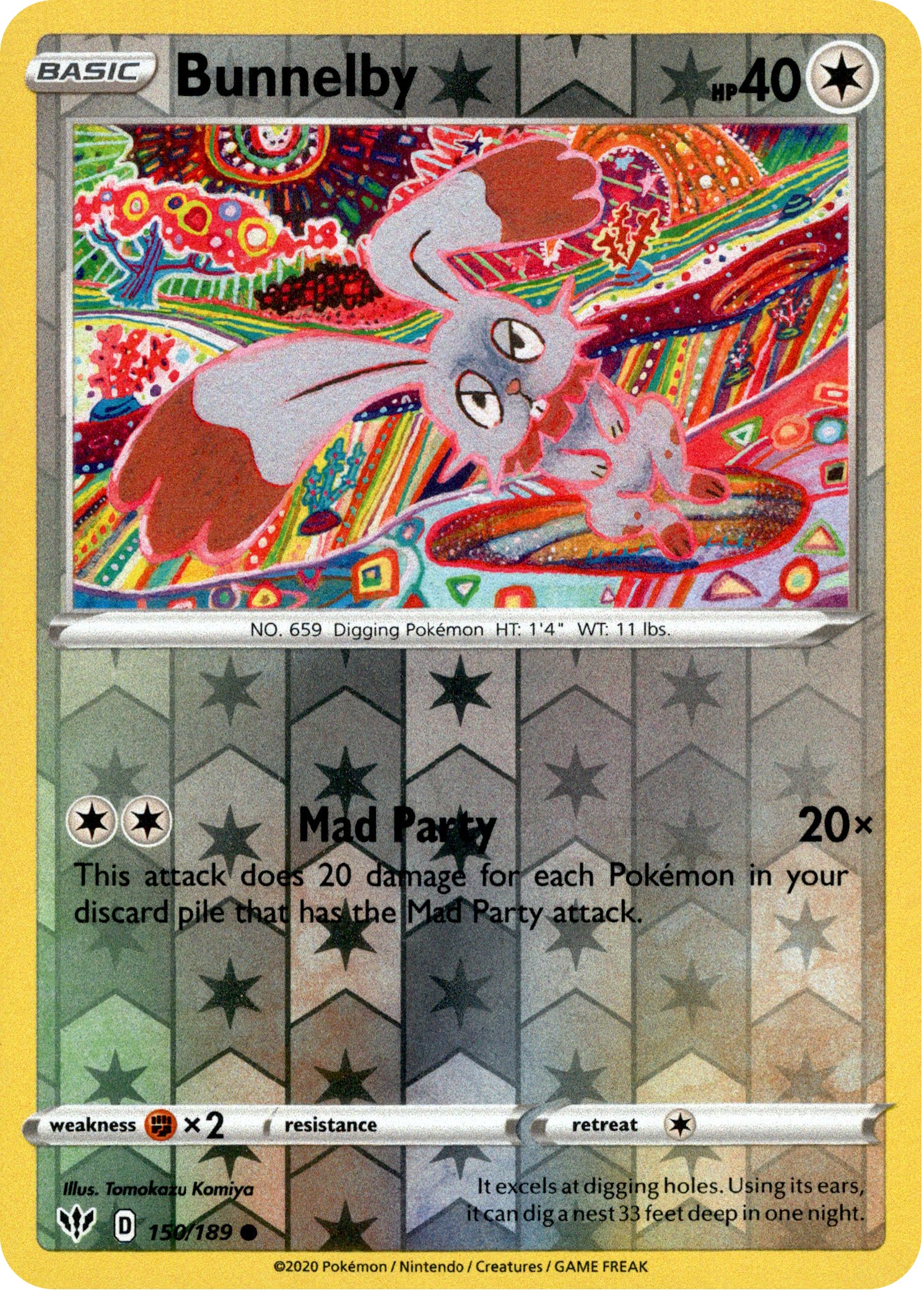 Bunnelby - 150/189 - Darkness Ablaze - Reverse Holo - Card Cavern