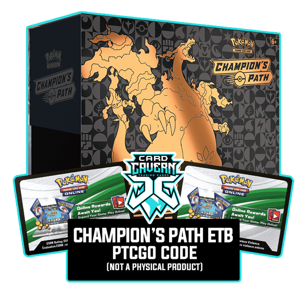 Champion's Path ETB - Charizard VMAX - Sleeves and Deck Box PTCGL Code Card Cavern Trading Cards, LLC Champion's Path ETB - Charizard VMAX - Sleeves and Deck Box PTCGL Code Card Cavern Trading Cards, LLC