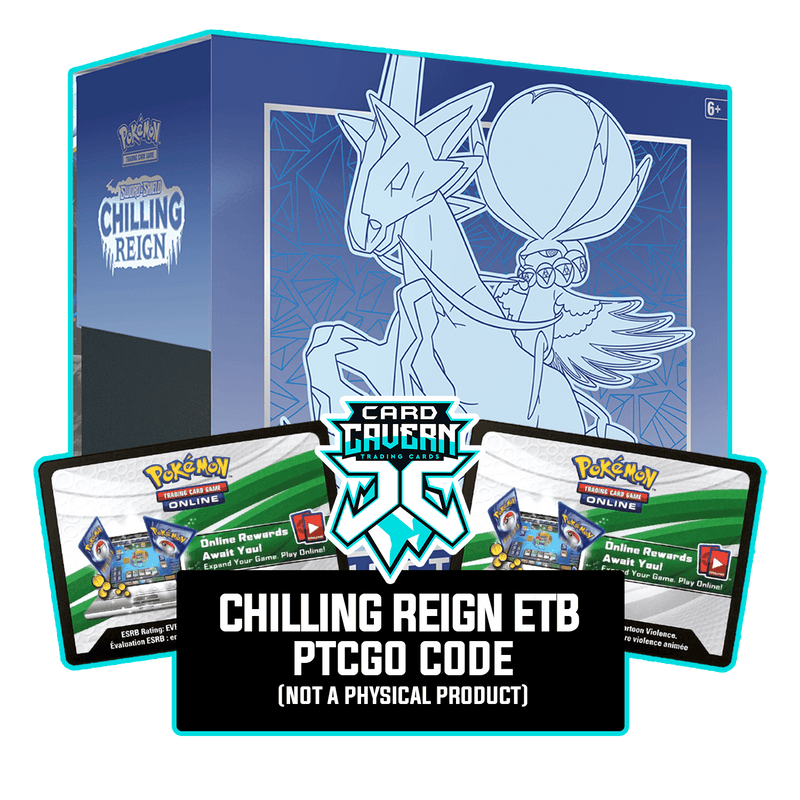 Chilling Reign ETB - Ice Rider Calyrex - Sleeves and Deck Box PTCGO Code - Card Cavern