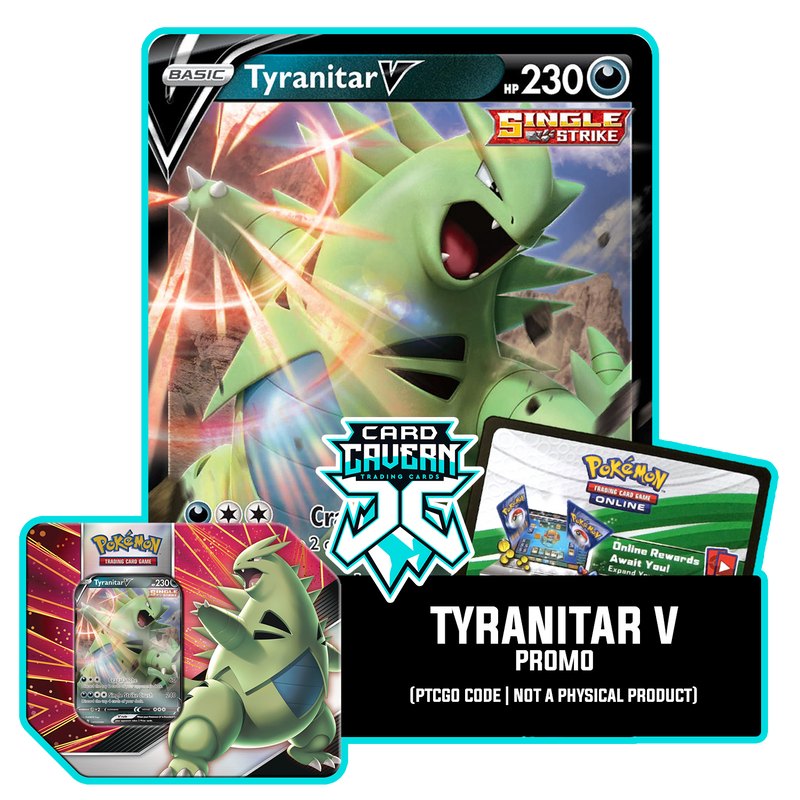 V Strikers Tin: Tyranitar V - Pokemon TCG Live Code Card Cavern Trading Cards, LLC V Strikers Tin: Tyranitar V - Pokemon TCG Live Code Card Cavern Trading Cards, LLC