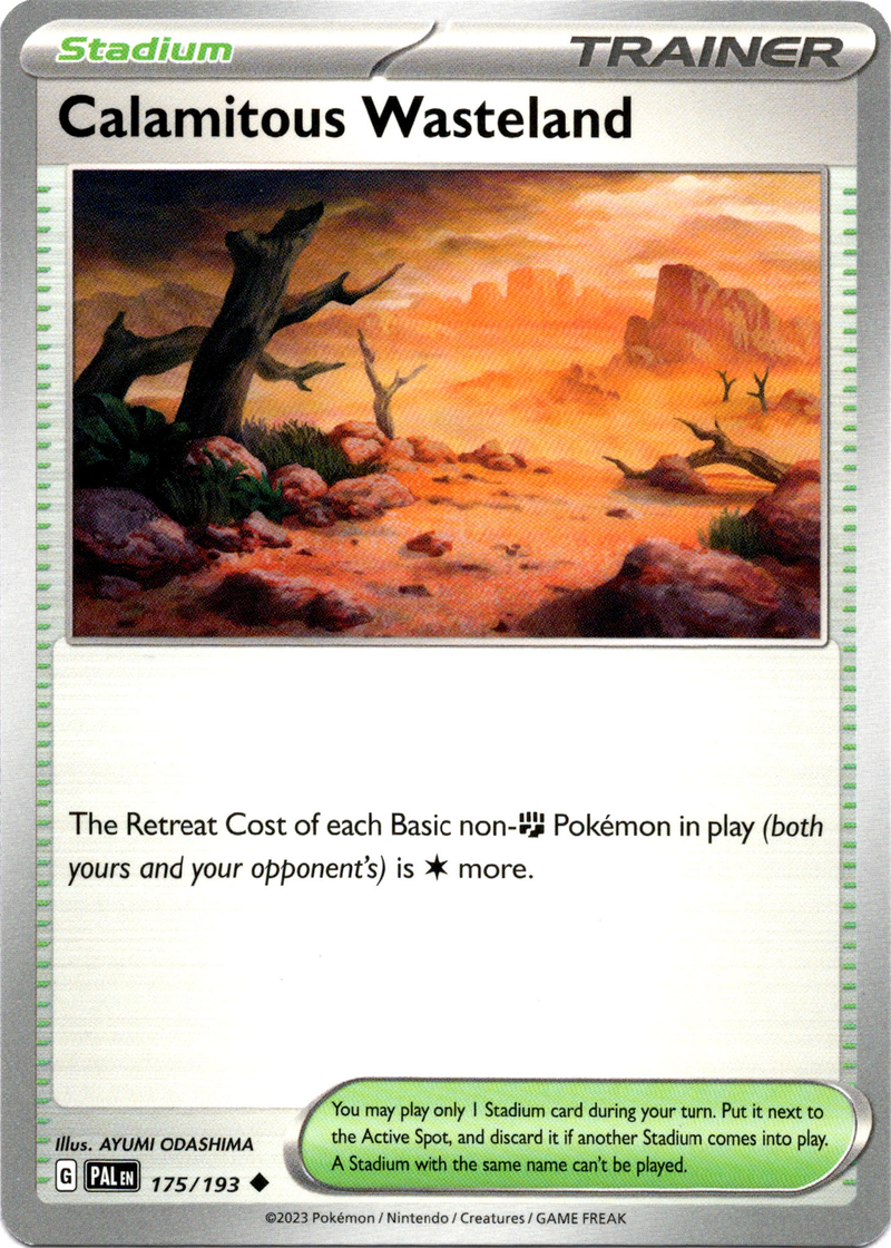 Calamitous Wasteland - 175/193 - Paldea Evolved Card Cavern Trading Cards, LLC Calamitous Wasteland - 175/193 - Paldea Evolved Card Cavern Trading Cards, LLC
