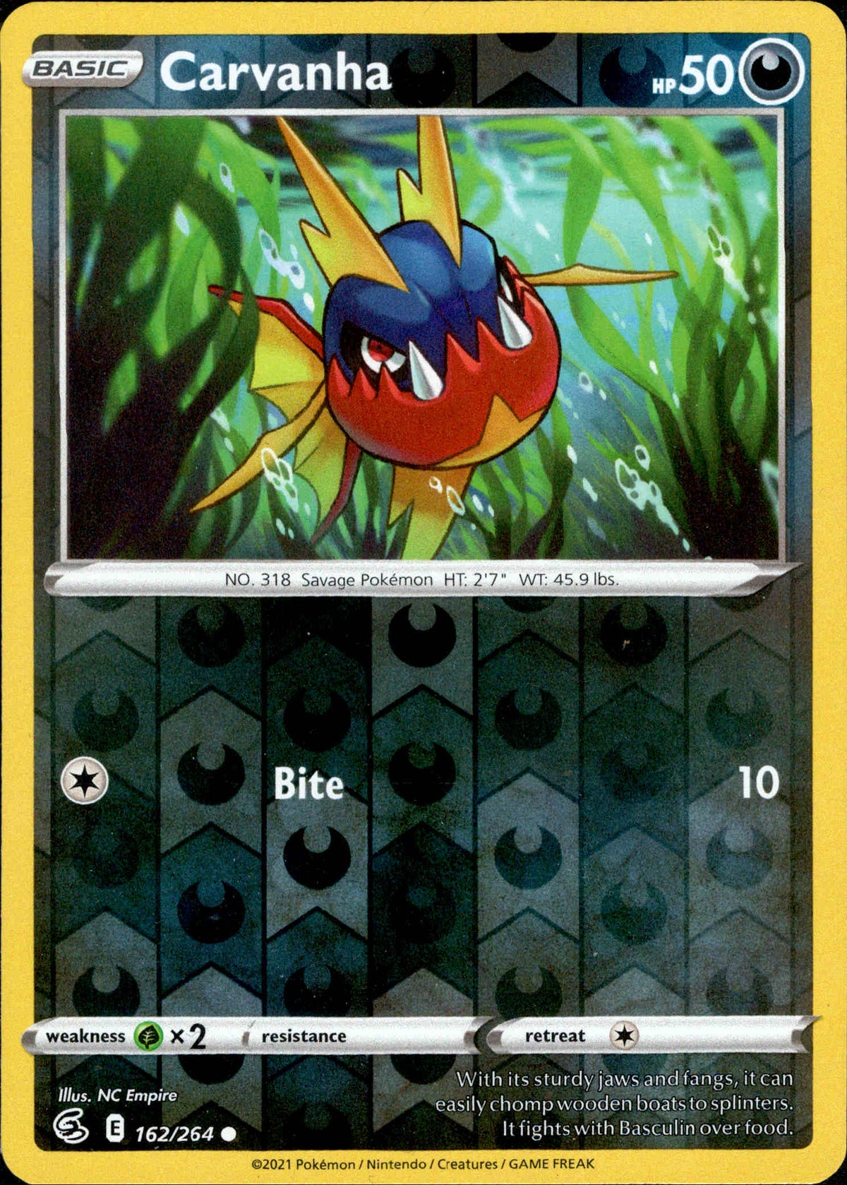 Carvanha - 162/264 - Fusion Strike - Reverse Holo - Card Cavern