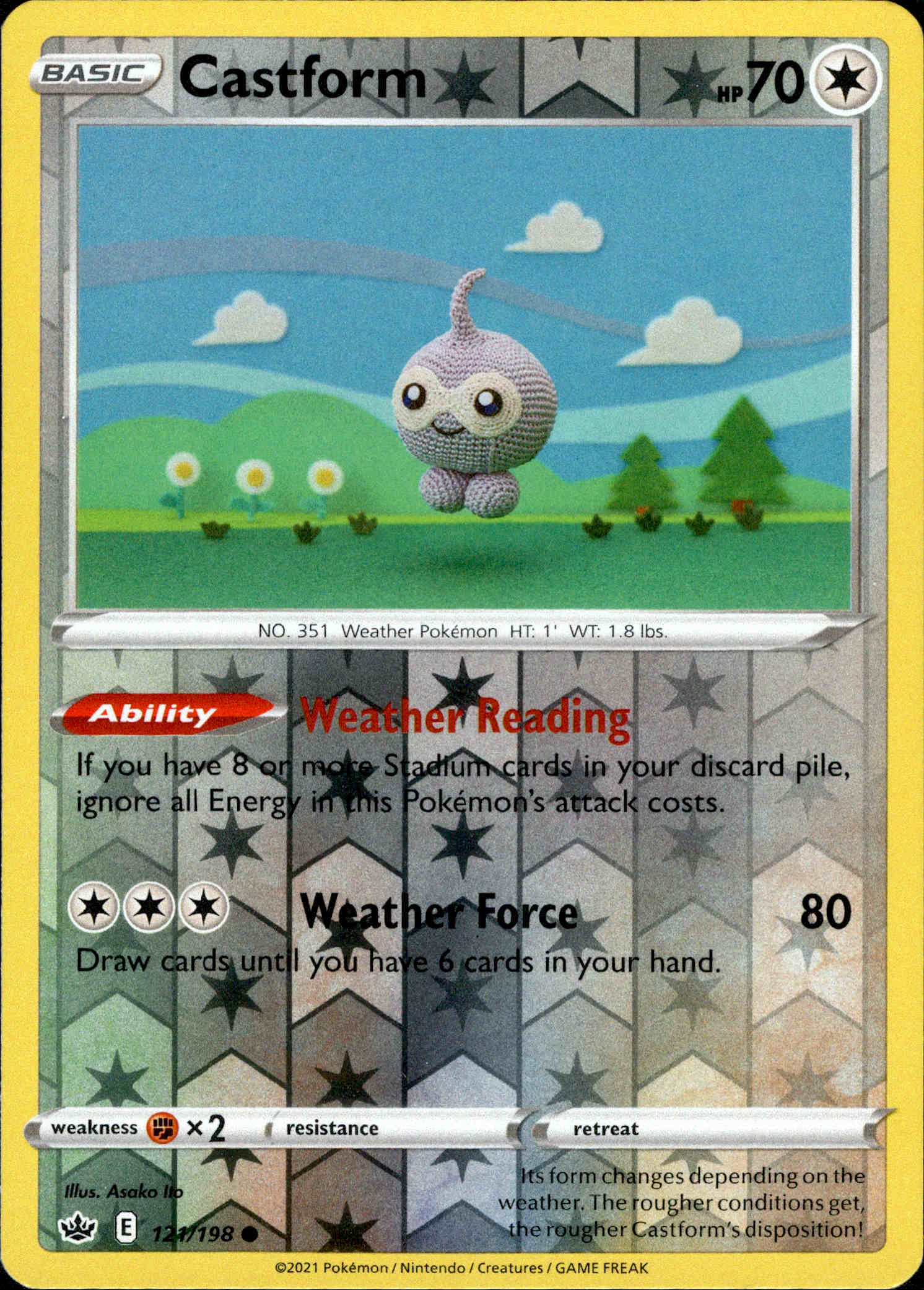 Castform - 121/198 - Chilling Reign - Reverse Holo - Card Cavern